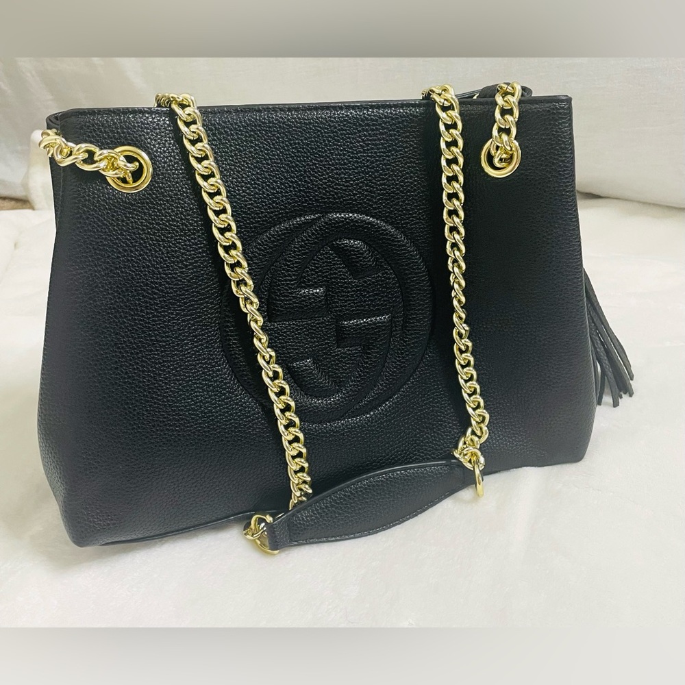 Black Pebbled Leather Soho Shoulder Bag‎